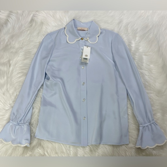 NWT Tory Burch Scallop Edge Silk Shirt Blouse - Picture 5 of 6